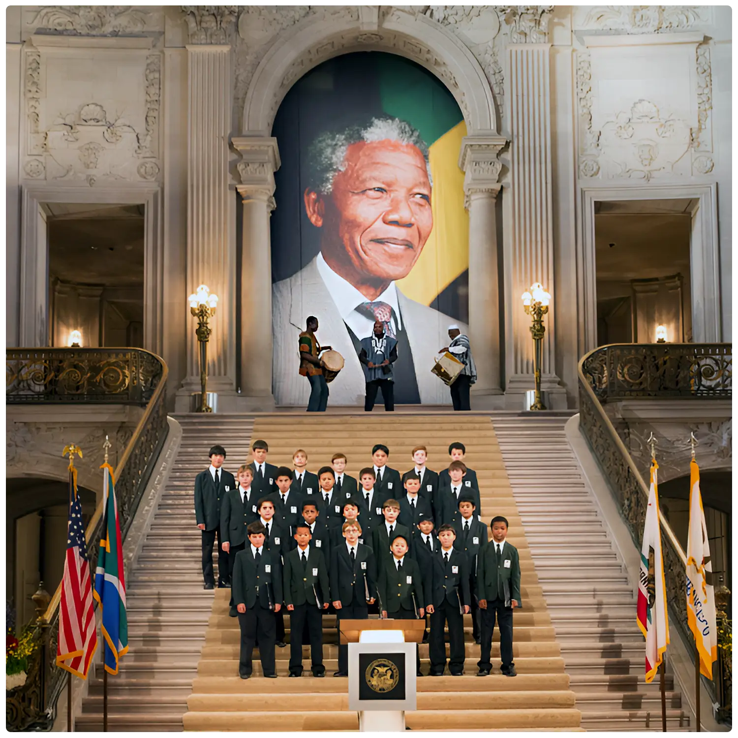 The Grammy-winning Pacific Boychoir Academy performing for the Nelsen Mandella Memorial in San Francisco, California